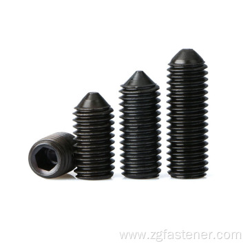 Carbon steel DIN914 hexagon socket set screw with cone point